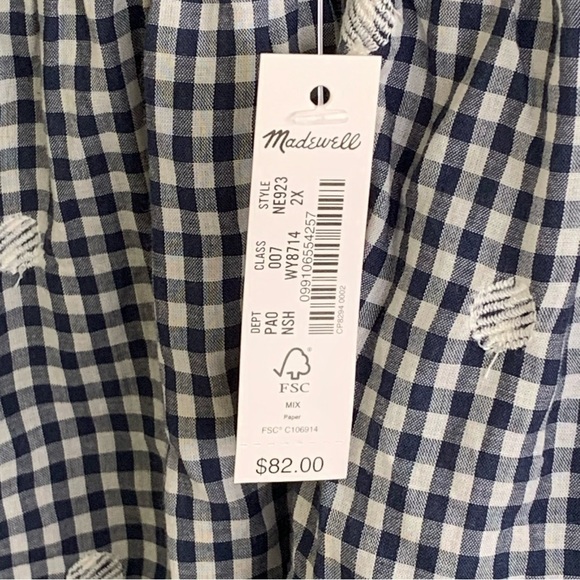 🆕 Madewell Embroidered Button Back Shirt Gingham Check Women’s Size 2X - Picture 9 of 10